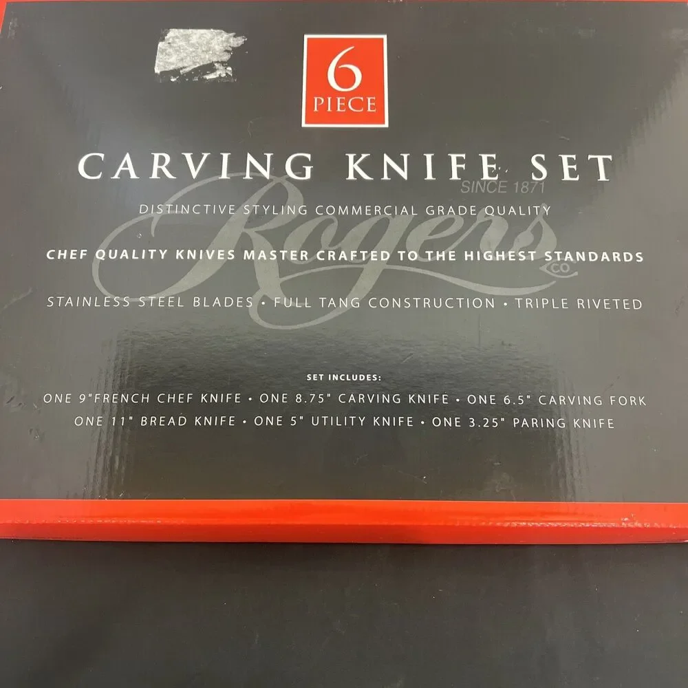 NEW Rogers Cutlery Stainless 6 Piece Carving Knife set Free Shipping Bnfts Chrty